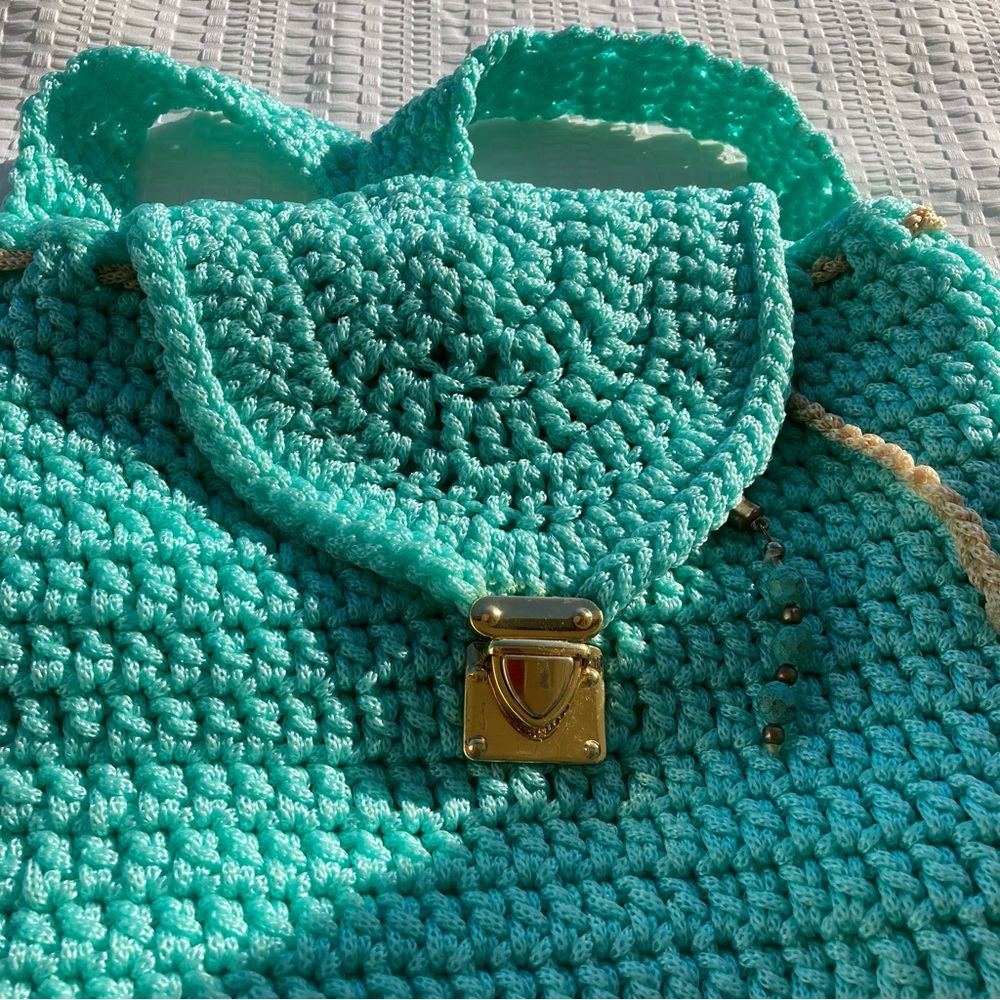 Crocheted Drawstring Backpack - image 2